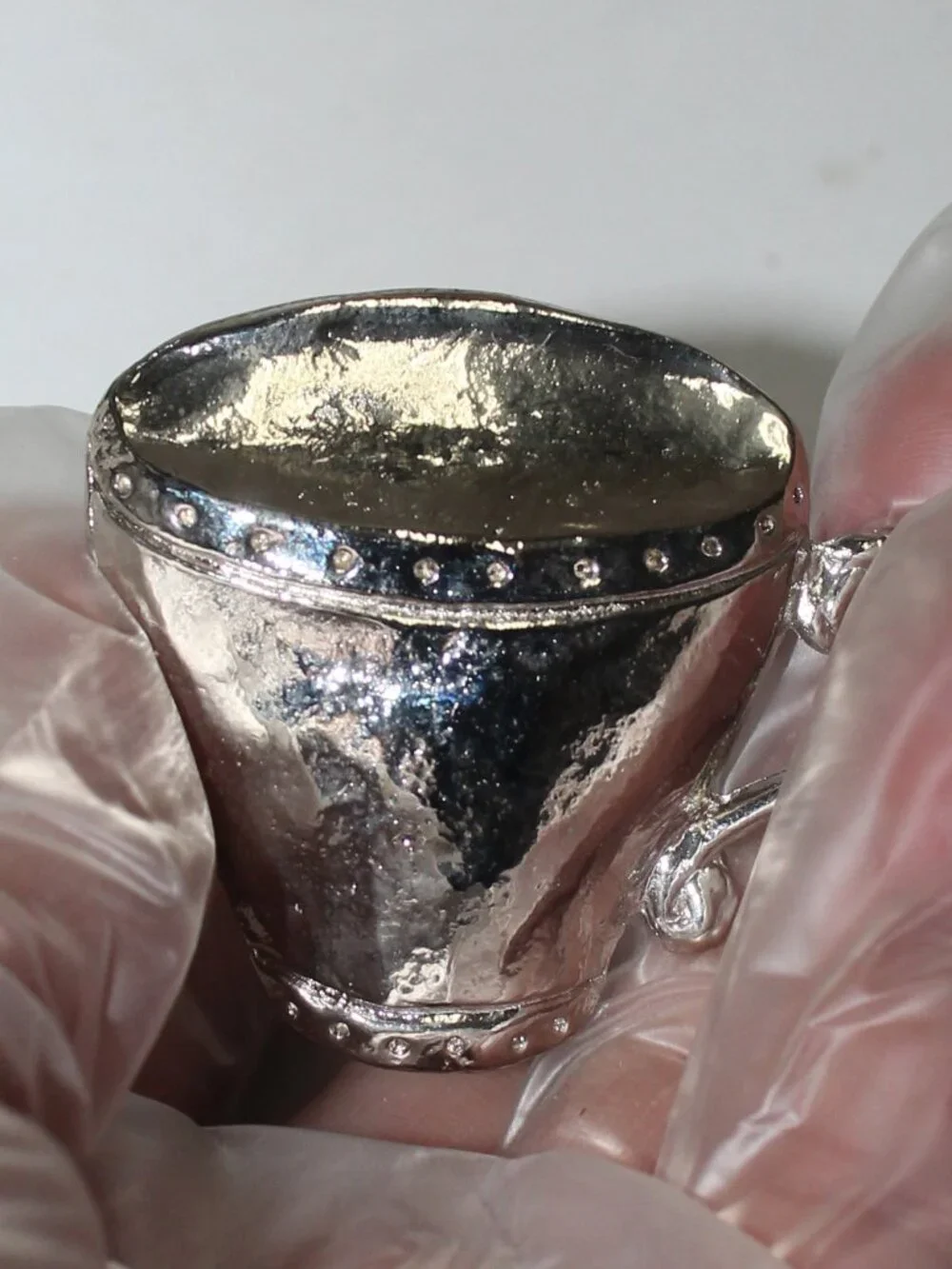 Set of 4 Emenee Silver Tone Coffee or Tea Cup Shaped Napkin Rings